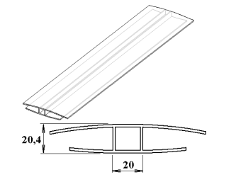 polykarbonátový H-profil 16 mm čirý 