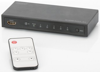 HDMI přepínač Digitus 5x1, podpora 4K + dálkové ovládání