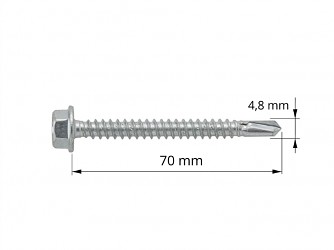 Šroub do železa TEX 4,8 x 70 mm šestihranná hlava PK140