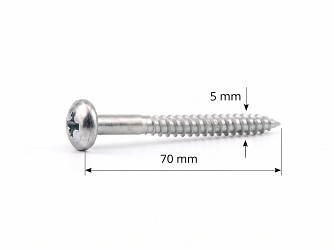 Vrut do dřeva 5,0 x 70 mm půlkulatá hlava kříž PK152