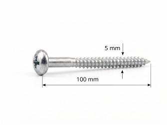 Vrut do dřeva 5,0 x 100 mm půlkulatá hlava kříž PK153