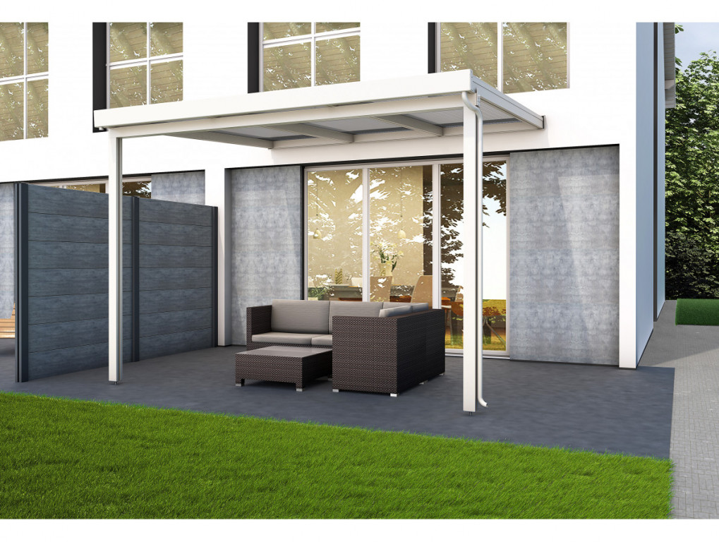 Terrassendach Premium - čirý polykarbonát / bílá konstrukce