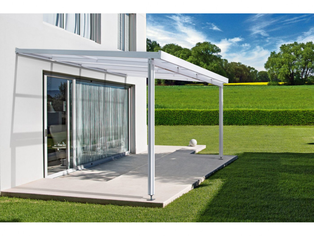 Terrassendach Premium - čirý akryl / bílá konstrukce