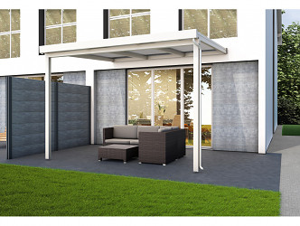 Hliníková pergola Terrassendach Premium - čirý polykarbonát / bílá konstrukce