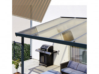 Hliníková pergola Terrassendach Premium - bronzový akryl / antracitová konstrukce