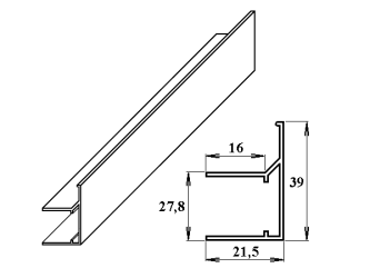 AL ukončovací / okrajový U/F-profil 25 mm 2.10m PK703-207