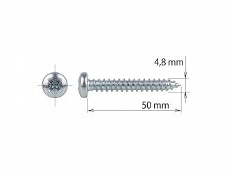 Šroub do železa 4,8 x 50 mm půlkulatá hlava kříž PK735
