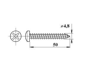 Šroub do železa 4,8 x 50 mm půlkulatá hlava kříž PK735