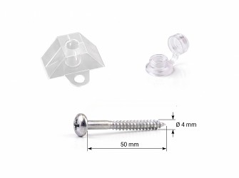 sada 50 pro profil TR 76/16 a 76/18 vrut, dist. podložka, PVC podložka s čepičkou (50 ks) PK764