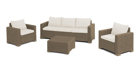 Zahradní nábytek Keter California set stůl + 2 křesla + třísedadlová pohovka Cappuccino