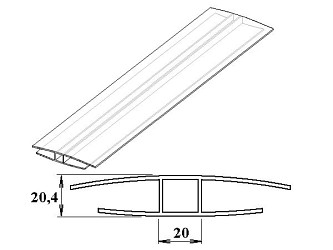 polykarbonátový H-profil 16 mm čirý - VÝPRODEJ