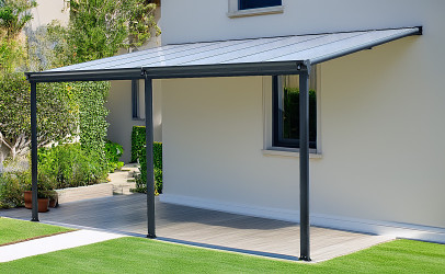 hliníková pergola LANITPLAST WALL 43 antracit + opál PC LG2124