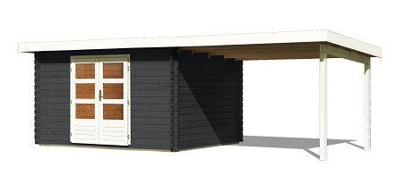 dřevěný domek KARIBU BASTRUP 7 + přístavek 300 cm (33029) antracit LG2936