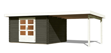 dřevěný domek KARIBU BASTRUP 7 + přístavek 300 cm (38765) terragrau LG2937