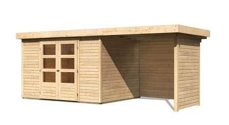 dřevěný domek KARIBU ASKOLA 5 + přístavek 240 cm včetně zadní a boční stěny (77735) natur LG3277