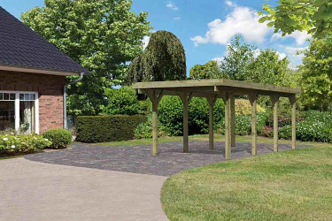 carport KARIBU CLASSIC 2A 61967 ocelové střešní plechy LG3354