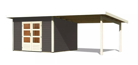 dřevěný domek KARIBU NORTHEIM 3 + přístavek 330 cm (91468) terragrau LG3853