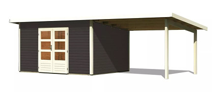 dřevěný domek KARIBU NORTHEIM 4 + přístavek 330 cm (91472) terragrau LG3859