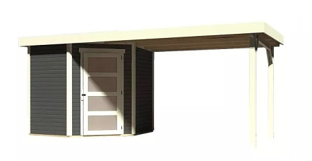 dřevěný domek KARIBU SCHWANDORF 3 + přístavek 280 cm (77743) terragrau LG3898