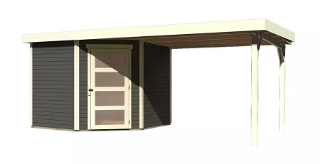 dřevěný domek KARIBU SCHWANDORF 5 + přístavek 280 cm (9217) terragrau LG3915