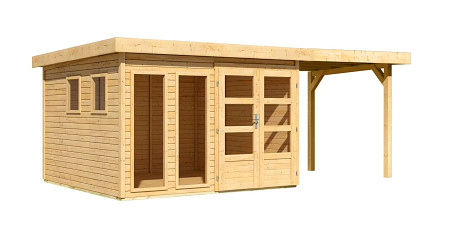 dřevěný domek KARIBU LAHAR 6 + přístavek 240 cm (12134) natur LG4429