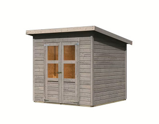 dřevěný domek KARIBU MERSEBURG 4 (8241) světle šedý LG4436