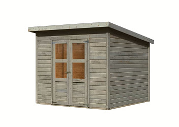 dřevěný domek KARIBU MERSEBURG 6 (8543) světle šedý LG4440