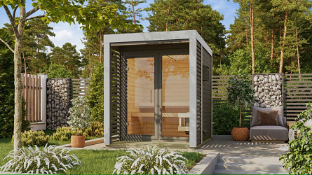 finská sauna KARIBU ARES 1 (215) terragrau / bílá LG4517