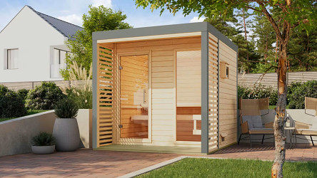finská sauna KARIBU ARES 2 (259) natur / šedá LG4519