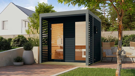 finská sauna KARIBU ARES 2 (265) antracit / šedá LG4522