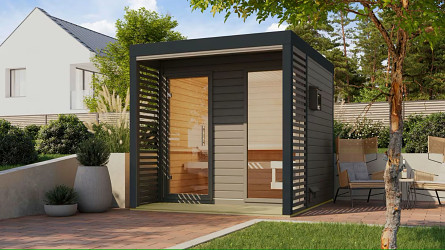 finská sauna KARIBU ARES 2 (263) terragrau / antracit LG4524
