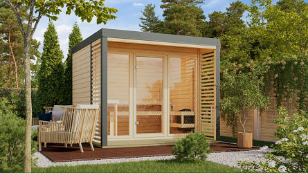finská sauna KARIBU ARES 3 (329) natur / šedá LG4528