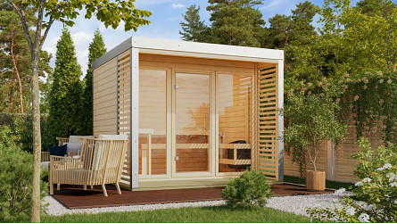 finská sauna KARIBU ARES 3 (328) natur / bílá LG4529