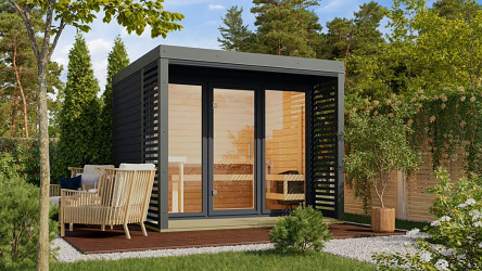 finská sauna KARIBU ARES 3 (335) antracit / šedá LG4531