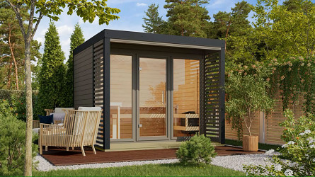 finská sauna KARIBU ARES 3 (333) terragrau / antracit LG4533