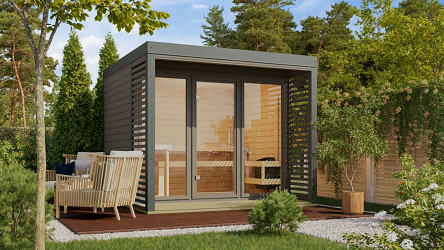 finská sauna KARIBU ARES 3 (332) terragrau / šedá LG4534