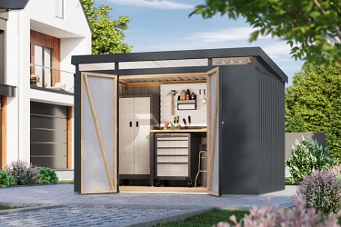 plechový domek KARIBU IRIDIUM 3 (48455) antracit LG4811