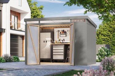 plechový domek KARIBU IRIDIUM 3 (48454) šedý LG4812