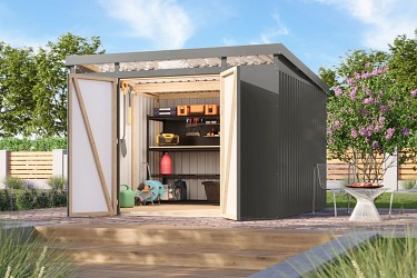 plechový domek KARIBU IRIDIUM 3,5 (48456) šedý LG4815