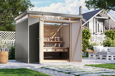 plechový domek KARIBU AURUM 3 (53668) šedý LG4833