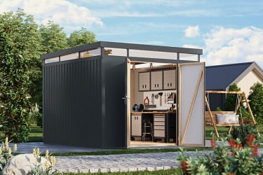 plechový domek KARIBU AURUM 3,5 (53673) antracit LG4835