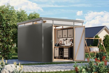 plechový domek KARIBU AURUM 3,5 (53671) šedý LG4836