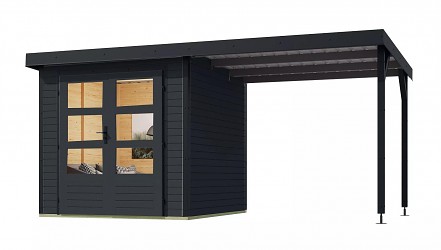 hybridní domek KARIBU JUPITER 3,5C (12379) antracit / antracit + přístavek 219 cm LG5006