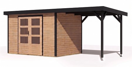 hybridní domek KARIBU JUPITER 4A (12386) natur / antracit + přístavek 219 cm LG5015