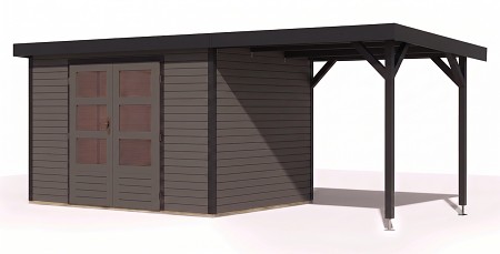 hybridní domek KARIBU JUPITER 4B (12389) terragrau / antracit + přístavek 219 cm LG5021