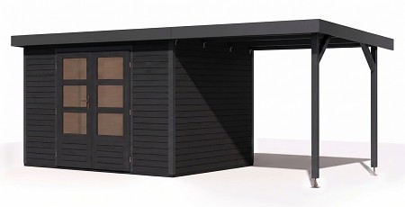 hybridní domek KARIBU JUPITER 4C (12399) antracit / antracit + přístavek 219 cm LG5027