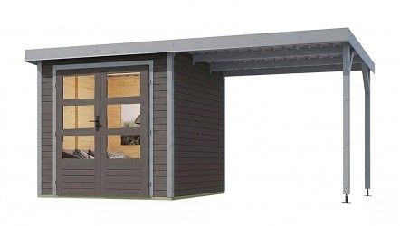 hybridní domek KARIBU JUPITER 2B (12339) terragrau / sv. šedá + přístavek 219 cm LG4972