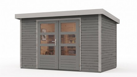 hybridní domek KARIBU JUPITER 5D (12336) světle šedý / sv. šedá LG5047