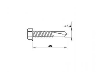 vrut do železa TEX 6,3 x 38 mm šestihranná hlava LG5061
