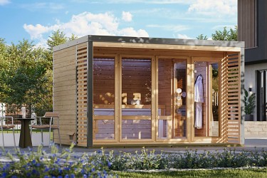 finská sauna KARIBU ARES 4 (66766) natur / šedá LG5522